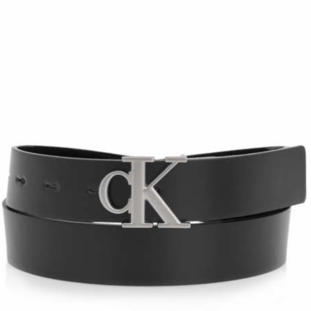 Calvin Klein Black Belt with Silver Logo